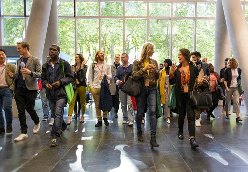 Group of diverse people walking