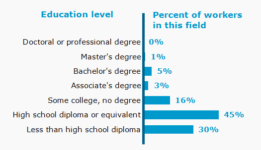 Chart. Percent of workers in this field by education level attained