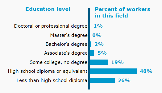 Chart. Percent of workers in this field by education level attained